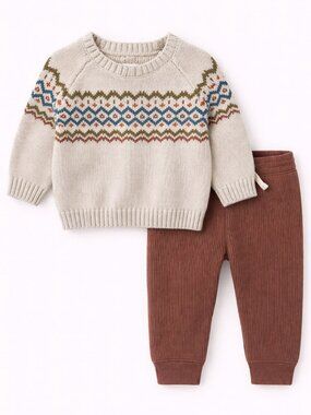 NWT Carter’s Baby Boy Sweater Pants Set Fair Isle Knit Outfit Fall Winter